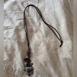 Brighton Bohemian Charm Necklace with Brown Cord